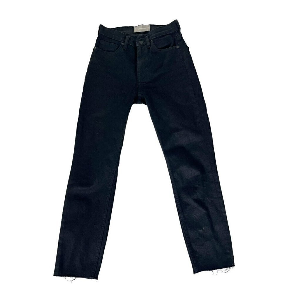Everlane Womens Size 25 Black Raw Hem Straight Leg Cropped Jeans
